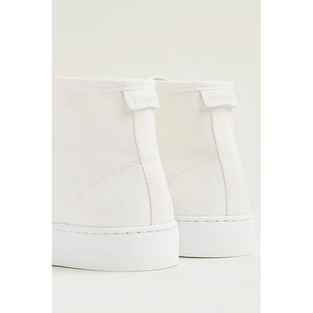 LK Bennett Taylor Canvas High Top Sneakers White Recycled Cotton Size 41 US 10